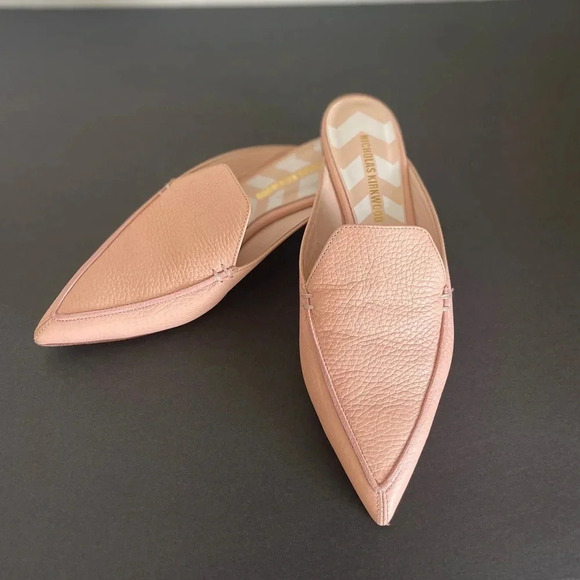 Nicholas Kirkwood Beige Leather Beya Pointed Toe Flats Size 37 - Picture 1 of 12